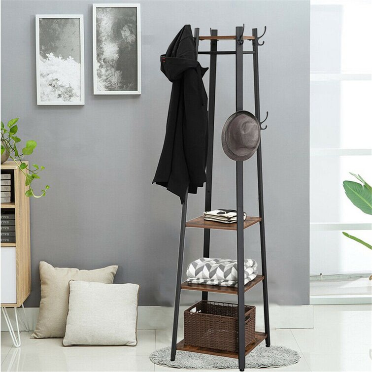 Free standing coat rack with shelf hot sale